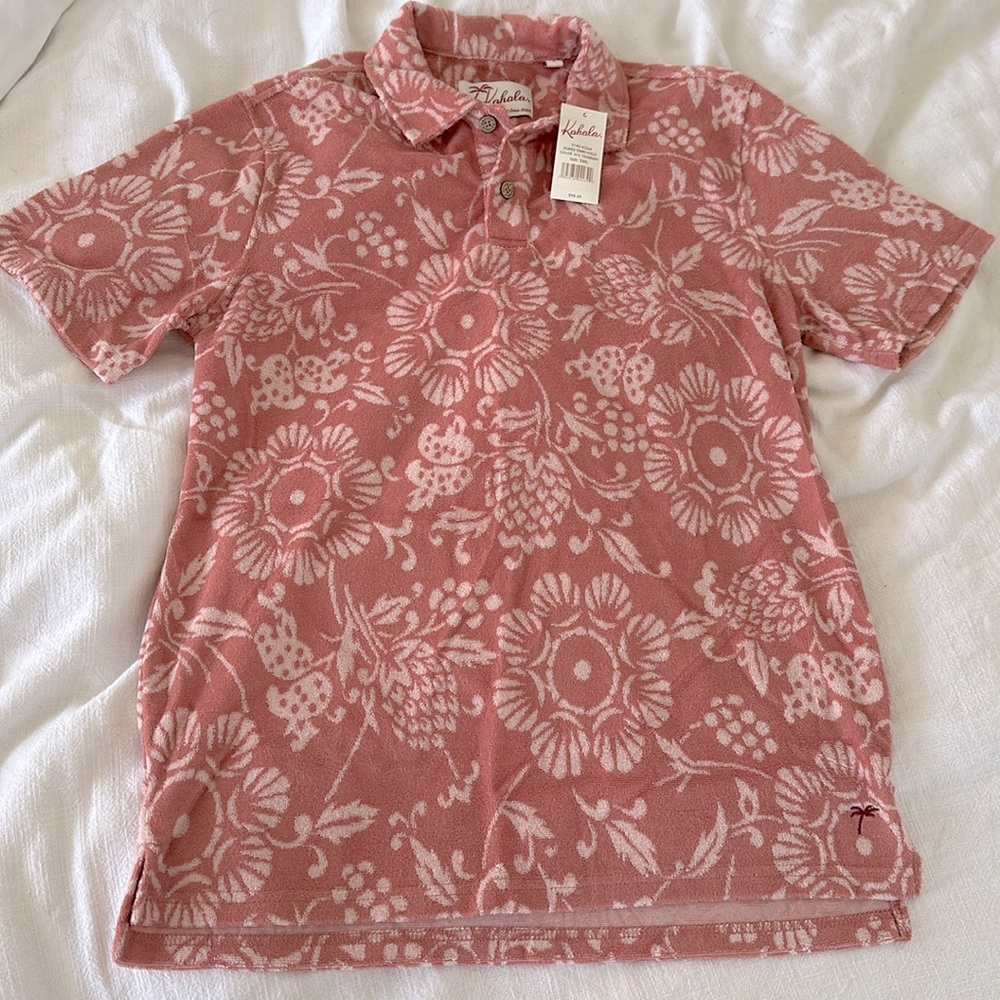 NWT KAHALA Dukes Terry Polo/Aloha Shirt // Small